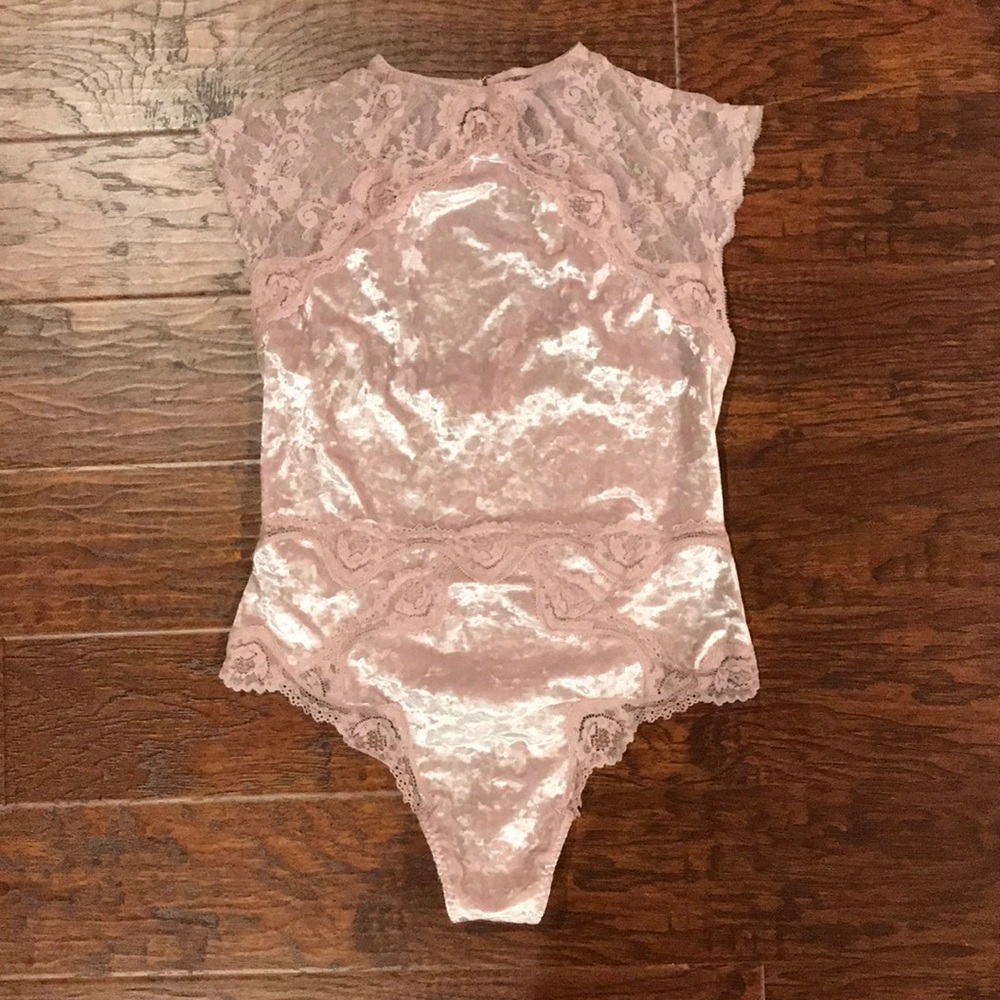 Dusty Rose Velour Lace Victorias Secret Bodysuit